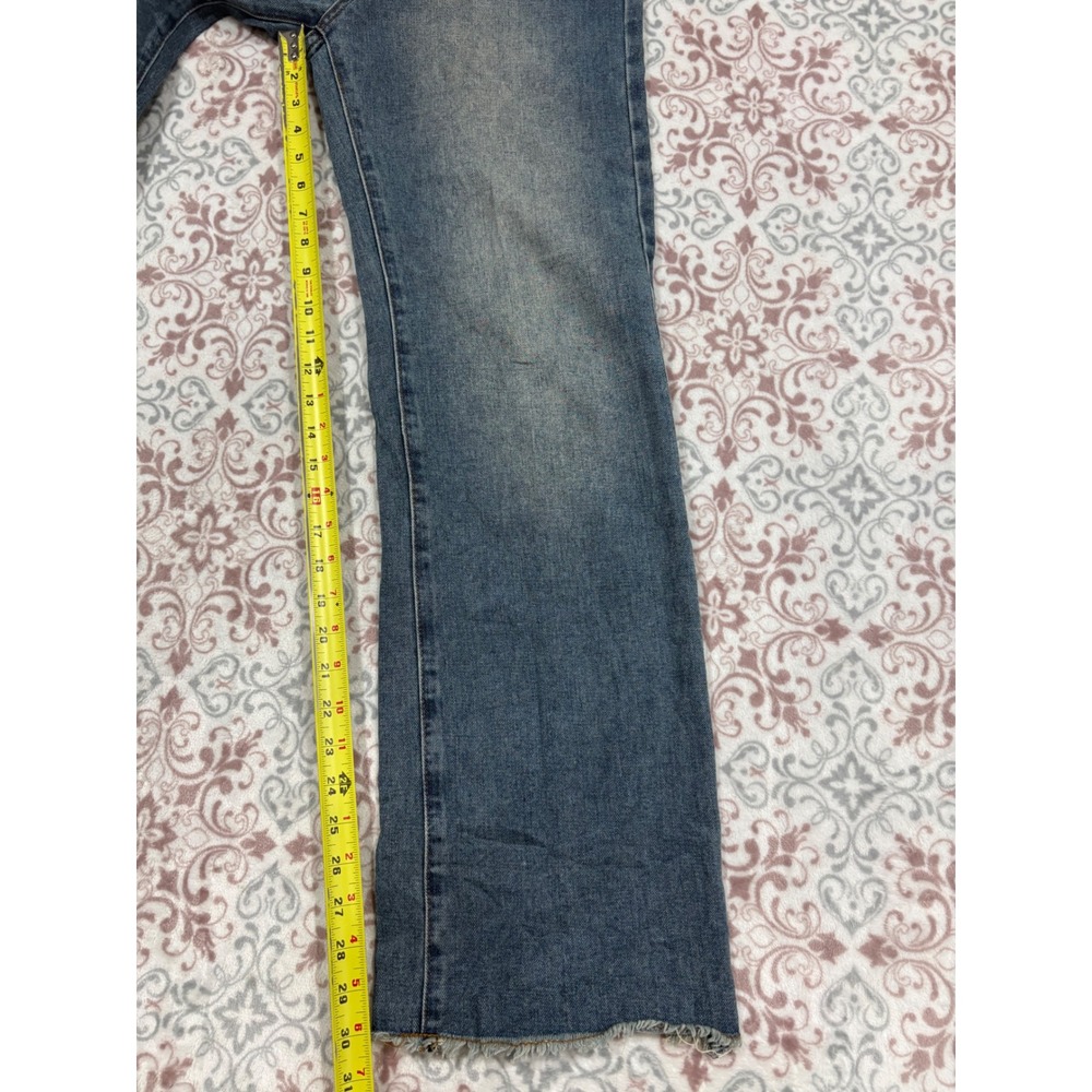 Lilac Sunset Wide Leg Jeans Dark Blue High Rise Raw Hem Size 11/12 1L3847S9 - Picture 6 of 8